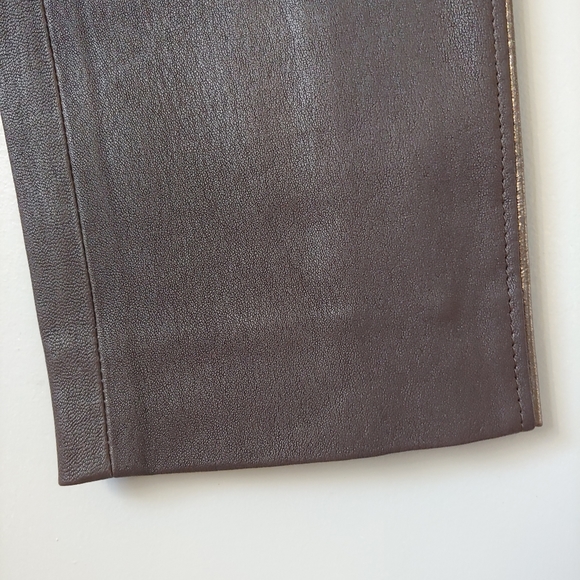 Brunello Cucinelli Leather Pants Side Stripe Espresso Green Size 2 - Picture 12 of 16